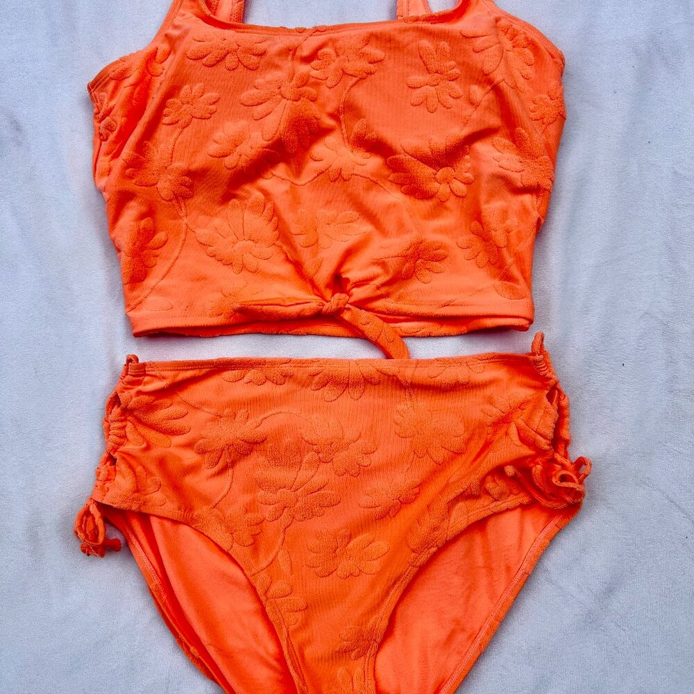 Swimsuit Two-Piece XL Orange Floral